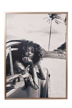 Принт на холсте Девушка в Майами 80х110 черно-белого цвета