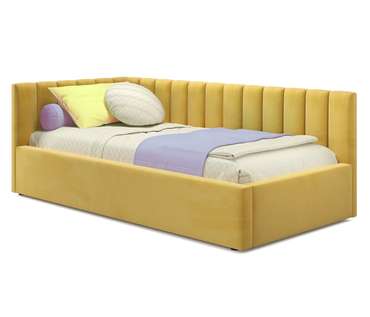Кровать Milena 90х200 желтого цвета с подъемным механизмом и матрасом