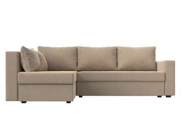 Угловой диван-кровать Мансберг бежевого цвета левый угол