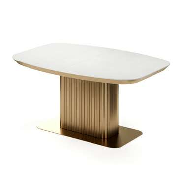 Раздвижной обеденный стол Гиртаб S бело-золотого цвета