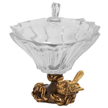 Фруктовница Белла бронзового цвета с чашей из стекла с крышкой