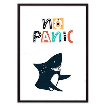 Постер в рамке Акула "No panic" 21х30 см