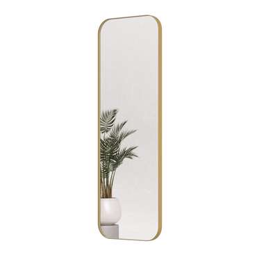 Дизайнерское настенное зеркало Kuvino M в тонкой металлической раме золотого цвета