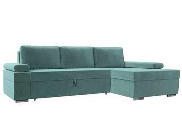 Угловой диван-кровать Канкун бирюзового цвета правый угол