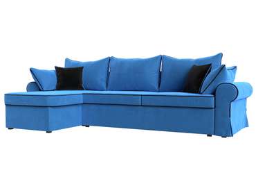 Угловой диван-кровать Элис голубого цвета левый угол