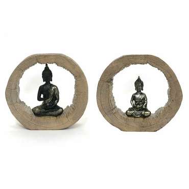 Декоративная фигура DKD Home Decor Чёрный Натуральный Будда 20,5 x 6 x 18,5 cm (2 штук)