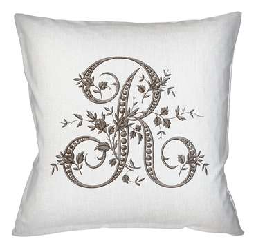 Декоративная подушка Азбука мечты буква R белого цвета