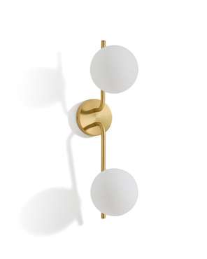 Бра Brisia 15 из металла в латунной отделке со стеклянными плафонами 