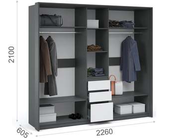 Шкаф для одежды Мишель бело-серого цвета