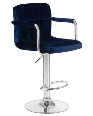 Барный стул с подлокотниками Kruger темно-синего цвета