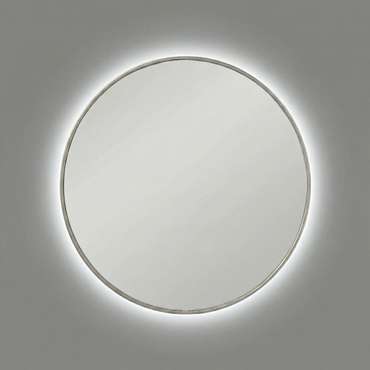 Настенное зеркало Ala L D70 в раме серебряного цвета с подсветкой