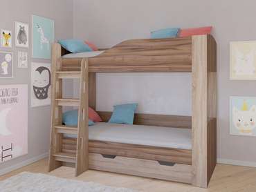 Двухъярусная кровать Астра-2 80х190 цвета Дуб сонома-Орех