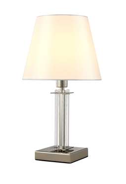 Настольная лампа NICOLAS LG1 NICKEL/WHITE (ткань, цвет серебро)