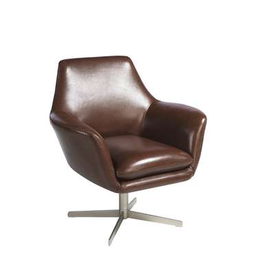 Поворотное кресло из воловьей кожи коричневого цвета