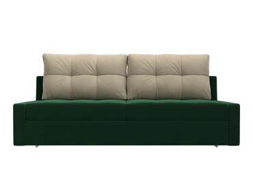 Прямой диван-кровать Мартин бежево-зеленого цвета