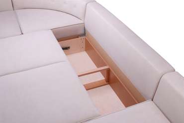Угловой диван-кровать Мерсер Премиум бежевого цвета модульная система правая