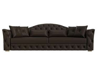 Прямой диван-кровать Артис коричневого цвета (экокожа)