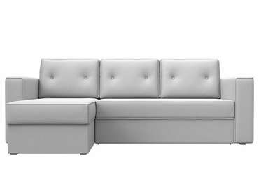 Угловой диван-кровать Принстон белого цвета левый угол (экокожа)