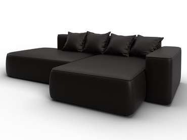 Угловой диван-кровать Лига-065 темно-коричневого цвета правый (экокожа)