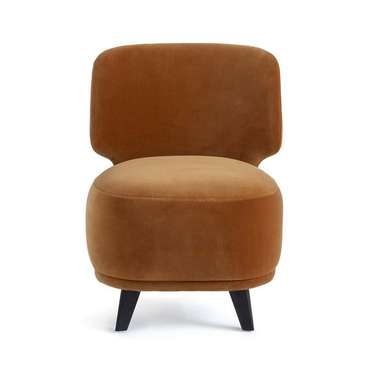 Кресло из велюра Odalie коричневого цвета