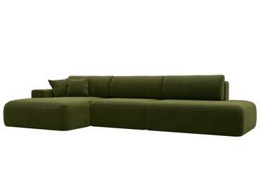 Угловой диван-кровать Лига 036 Модерн Лонг зеленого цвета левый угол