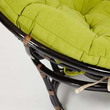 Кресло Papasan Antique brown с подушкой оливкового цвета