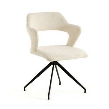 Кресло для столовой вращающееся из малой пряжи Asyar белого цвета