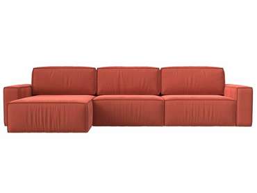 Угловой диван-кровать Прага Классик лонг коралового цвета левый угол