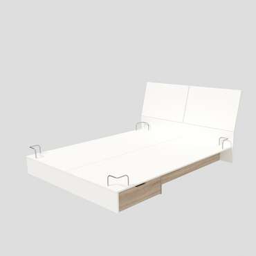 Кровать Лада 140х200 белого цвета с ящиками и подсветкой