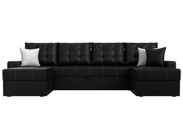 Угловой диван-кровать Ливерпуль черного цвета (экокожа) 