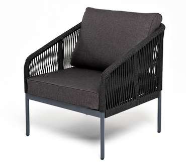 Кресло плетеное из роупа Канны темно-серого цвета