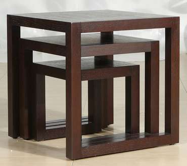 Набор их трех журнальных столиков из натурального шпона