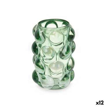 Подсвечник микросферы Зеленый Стеклянный 8,4 x 12,5 x 8,4 cm (12 штук)