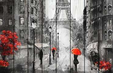 Картина на дереве Парижские зонтики 40х60 см