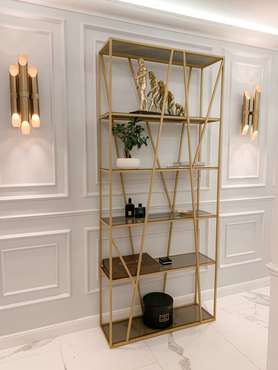 Стеллаж "Olivia" бронзовый с прозрачным стеклом (2200х1100х300)