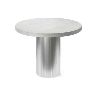 Обеденный стол раздвижной Бунда на серебряном основании с белой столешницей