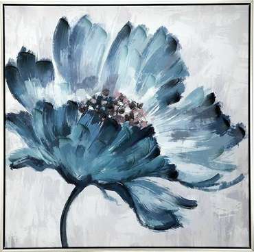 Картина Цветок 75х75 бело-синего цвета