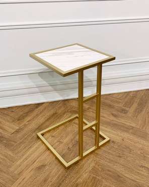 Приставной столик Прима со столешницей светлого мрамора 