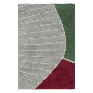 Ковер из хлопка с рисунком tea plantation из коллекции Terra 160х230 красно-зеленого цвета