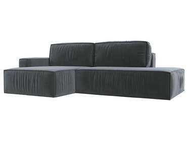 Угловой диван-кровать Прага модерн серого цвета левый угол