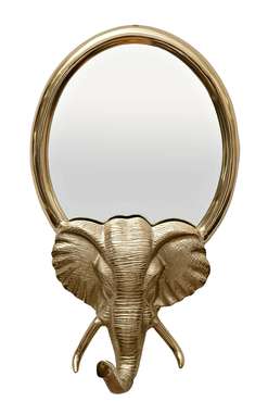 Настенное зеркало декоративное Голова слона золотого цвета