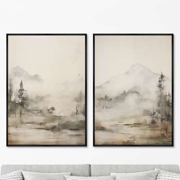 Набор из двух репродукций картин Landscape collection, Mountain Mist, 2024г.