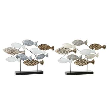 Декоративная фигура 65,4 x 9,5 x 43 cm Чёрный Синий Коричневый Спирали (2 штук)