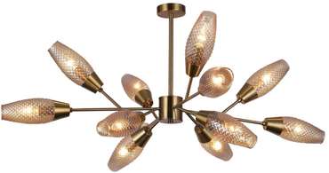Люстра на штанге Desire 10165/12PL Copper (стекло, цвет янтарный)