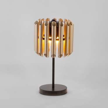 Настольная лампа с металлическим плафоном 01106/3 латунь / черный Castellie