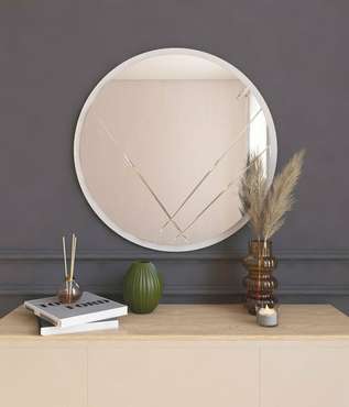 Настенное зеркало Decor диметр 60х60 в раме белого цвета