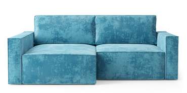 Угловой диван-кровать Софт сине-зеленого цвета левый