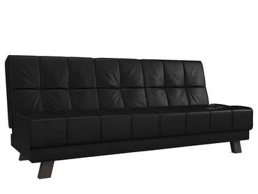 Прямой диван-кровать Винсент черного цвета (экокожа)