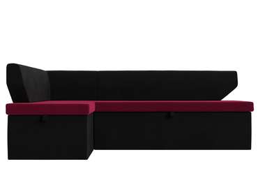 Угловой диван-кровать Омура черно-бордового цвета левый угол