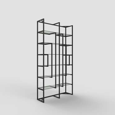 Стеллаж "Leon" черный с прозрачным стеклом (2100х1000х300)